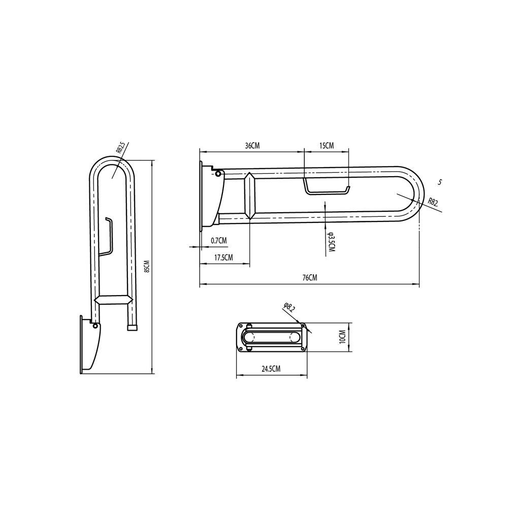 BARRA DE APOYO PLEGABLE DE ACERO INOXIDABLE