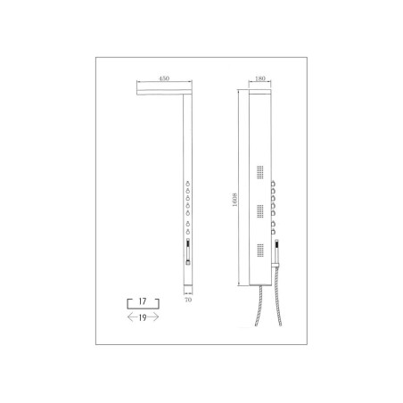 COLUNA DE HIDROMASSAGEM NIAGARA 1600X180 INOX