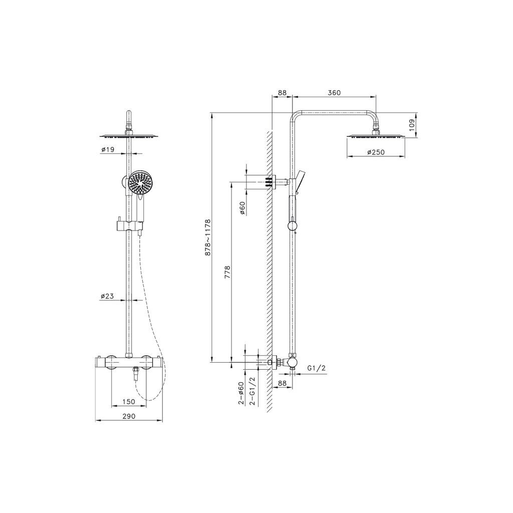 COLUNA DE DUCHE ROUND TERMOSTÁTICA