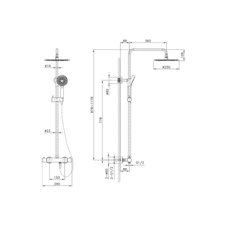 COLUNA DE DUCHE ROUND TERMOSTÁTICA