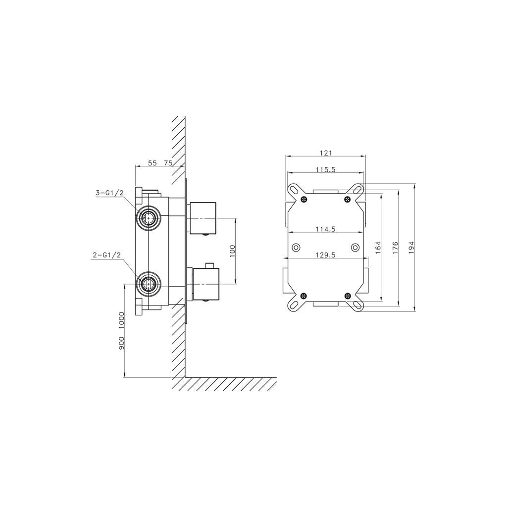 ORION BUILT-IN SHOWER TAP THERMOSTATIC SHOWER